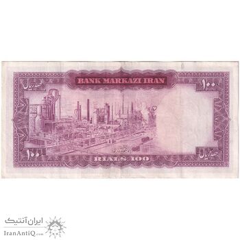 اسکناس 100 ریال (آموزگار - فرمان فرماییان) نوشته قرمز - تک - EF45 - محمد رضا شاه