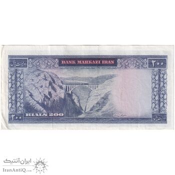 اسکناس 200 ریال (آموزگار - سمیعی) نوشته قرمز - ارور کادر - تک - EF45 - محمد رضا شاه