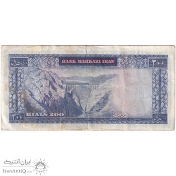 اسکناس 200 ریال (آموزگار - سمیعی) نوشته سیاه - تک - EF40 - محمد رضا شاه