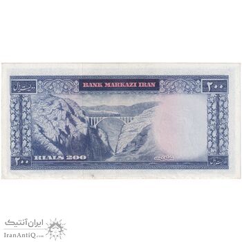 اسکناس 200 ریال (آموزگار - فرمان فرماییان) نوشته قرمز - تک - EF45 - محمد رضا شاه
