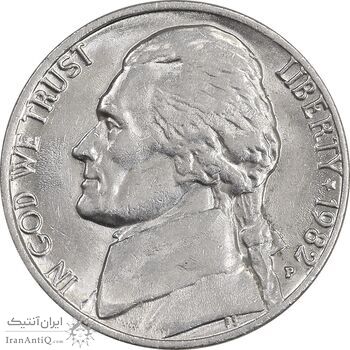 سکه 5 سنت 1982P جفرسون - AU58 - آمریکا