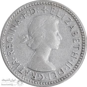 سکه 6 پنس 1955 الیزابت دوم - EF40 - انگلستان سکه 6 پنس 1955 الیزابت دوم - EF40 - انگلستان