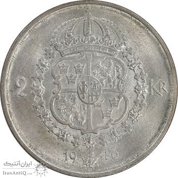 سکه 2 کرون 1946 گوستاو پنجم - MS61 - سوئد سکه 2 کرون 1946 گوستاو پنجم - MS61 - سوئد