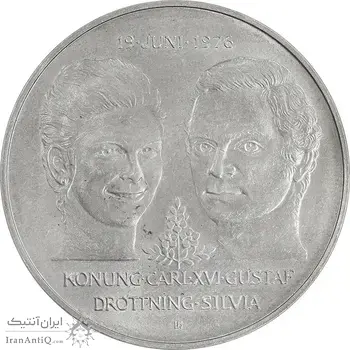 مدال 50 کرون 1976 یادبود ازدواج کارل شانزدهم با سیلویا - MS64 - سوئد
