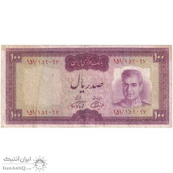 اسکناس 100 ریال (آموزگار - فرمان فرماییان) نوشته قرمز - تک - VF35 - محمد رضا شاه اسکناس 100 ریال (آموزگار - فرمان فرماییان) نوشته قرمز - تک - VF35 - محمد رضا شاه