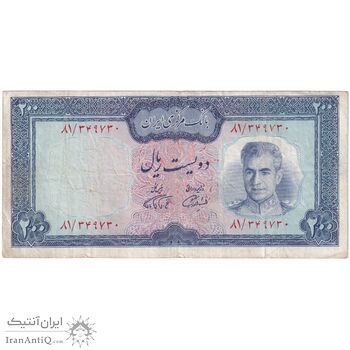 اسکناس 200 ریال (آموزگار - فرمان فرماییان) نوشته سیاه - تک - VF30 - محمد رضا شاه اسکناس 200 ریال (آموزگار - فرمان فرماییان) نوشته سیاه - تک - VF30 - محمد رضا شاه
