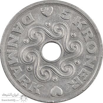 سکه 5 کرون 2002 مارگرته دوم - AU55 - دانمارک