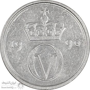 سکه 10 اوره 1990 اولاف پنجم - AU58 - نروژ سکه 10 اوره 1990 اولاف پنجم - AU58 - نروژ