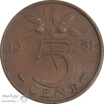 سکه 5 سنت 1951 یولیانا - EF45 - هلند سکه 5 سنت 1951 یولیانا - EF45 - هلند