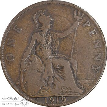 سکه 1 پنی 1919 جرج پنجم - VF30 - انگلستان