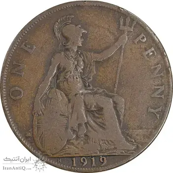 سکه 1 پنی 1919 جرج پنجم - VF30 - انگلستان