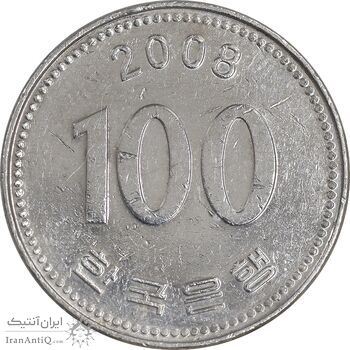 سکه 100 وون 2008 جمهوری - EF45 - کره جنوبی