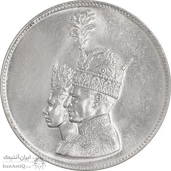 مدال نقره جشن تاجگذاری 1346 - MS63 - محمد رضا شاه