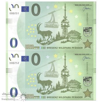 اسکناس 0 یورو بدون تاریخ (2023) - پارک حیات وحش برگنتس - جفت - UNC65 - اتریش اسکناس 0 یورو بدون تاریخ (2023) - پارک حیات وحش برگنتس - جفت - UNC65 - اتریش