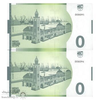 اسکناس 0 یورو بدون تاریخ جمهوری فدرال - هامبورگ - جفت - UNC63 - آلمان اسکناس 0 یورو بدون تاریخ جمهوری فدرال - هامبورگ - جفت - UNC63 - آلمان