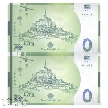 اسکناس 0 یورو بدون تاریخ(2024) - EAAC - ژاندارک و فرشته مقرب میکائیل مونت سن میشل - جفت - UNC65 - فرانسه