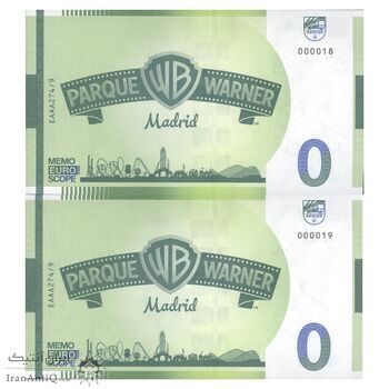 اسکناس 0 یورو بدون تاریخ - پارک وارنر مادرید-بتمن - جفت - UNC64 - اسپانیا