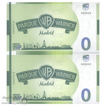 اسکناس 0 یورو بدون تاریخ - پارک وارنر مادرید-دری - جفت - UNC64 - اسپانیا