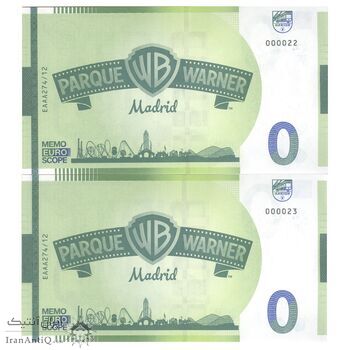 اسکناس 0 یورو بدون تاریخ - پارک وارنر مادرید-فرندز - جفت - UNC65 - اسپانیا