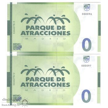 اسکناس 0 یورو بدون تاریخ - شهربازی مادرید-استار فلایر و زیپ لاین - جفت - UNC65 - اسپانیا