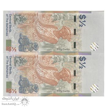 اسکناس 50 سنت 2019 الیزابت دوم - جفت - UNC63 - باهاما اسکناس 50 سنت 2019 الیزابت دوم - جفت - UNC63 - باهاما