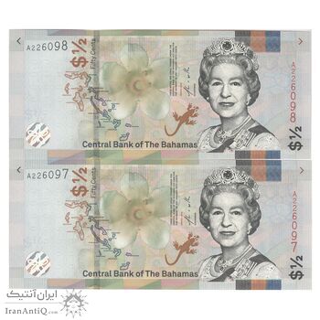 اسکناس 50 سنت 2019 الیزابت دوم - جفت - UNC63 - باهاما اسکناس 50 سنت 2019 الیزابت دوم - جفت - UNC63 - باهاما