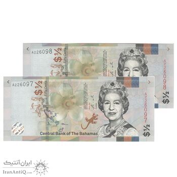 اسکناس 50 سنت 2019 الیزابت دوم - جفت - UNC63 - باهاما اسکناس 50 سنت 2019 الیزابت دوم - جفت - UNC63 - باهاما