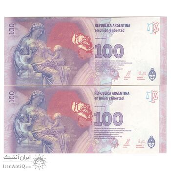 اسکناس 100 پزو بدون تاریخ (2016) جمهوری فدرال - AV, AB - جفت - UNC62 - آرژانتین