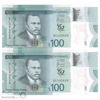 اسکناس 100 دلار 2022 الیزابت دوم - جفت - UNC65 - جامائیکا
