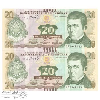 اسکناس 20 لمپیرا 2019 جمهوری - جفت - UNC65 - هندوراس