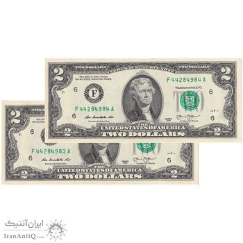 اسکناس 2 دلار 2013 جمهوری فدرال - F (آتلانتا) - جفت - UNC62 - آمریکا