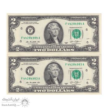 اسکناس 2 دلار 2013 جمهوری فدرال - F (آتلانتا) - جفت - UNC62 - آمریکا