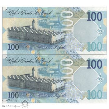 اسکناس 100 ریال 2022 تمیم بن حمد آل ثانی - جفت - UNC63 - قطر