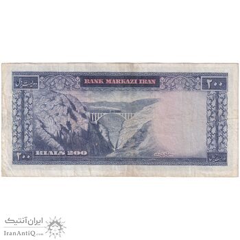 اسکناس 200 ریال (آموزگار - سمیعی) نوشته قرمز - تک - VF35 - محمد رضا شاه