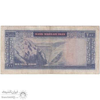 اسکناس 200 ریال (آموزگار - سمیعی) نوشته سیاه - تک - VF25 - محمد رضا شاه