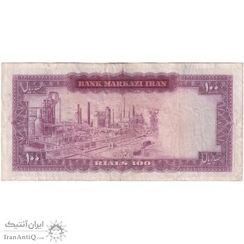 اسکناس 100 ریال (آموزگار - سمیعی) نوشته قرمز - تک - VF35 - محمد رضا شاه