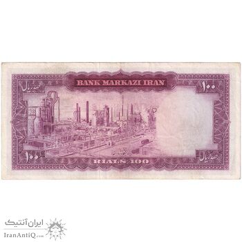 اسکناس 100 ریال (آموزگار - سمیعی) نوشته قرمز - تک - EF45 - محمد رضا شاه