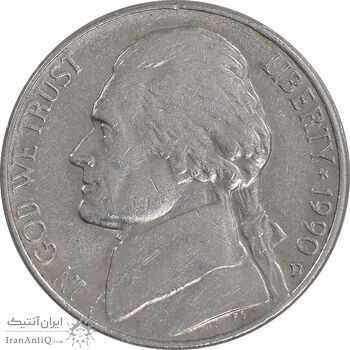 سکه 5 سنت 1990D جفرسون - AU55 - آمریکا