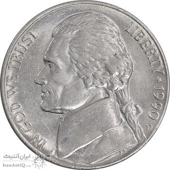 سکه 5 سنت 1990D جفرسون - AU58 - آمریکا