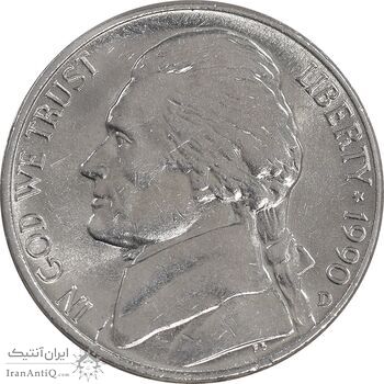 سکه 5 سنت 1990D جفرسون - MS61 - آمریکا