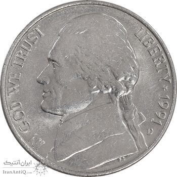 سکه 5 سنت 1991D جفرسون - AU58 - آمریکا