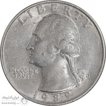 سکه کوارتر دلار 1989D واشنگتن - AU55 - آمریکا