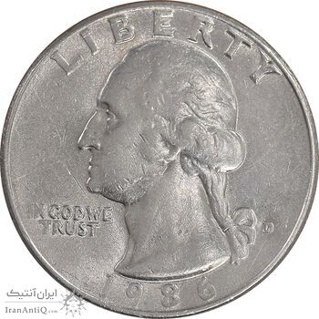 سکه کوارتر دلار 1986D واشنگتن - AU58 - آمریکا