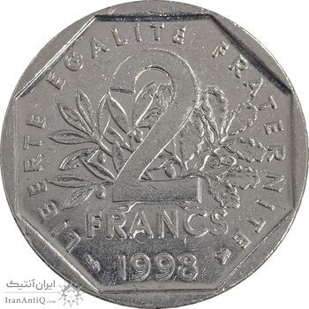 سکه 2 فرانک 1998 جمهوری پنجم - EF45 - فرانسه