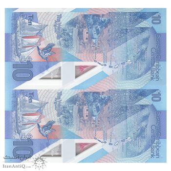 اسکناس 10 دلار بدون تاریخ (2019) الیزابت دوم - جفت - UNC65 - حوزه کارائیب شرقی