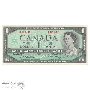 اسکناس 1 دلار 1967 الیزابت دوم - بدون شماره سریال - تک - EF40 - کانادا