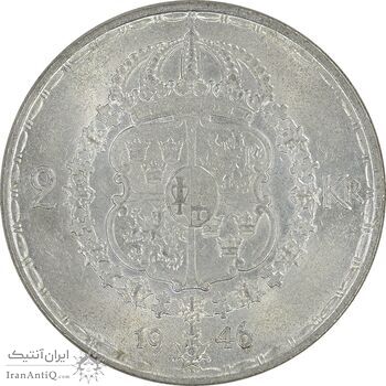 سکه 2 کرون 1946 گوستاو پنجم - AU58 - سوئد
