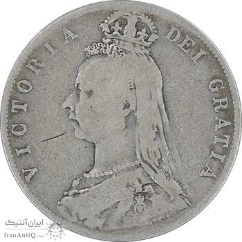 سکه 1/2 کرون 1889 ویکتوریا - VF25 - انگلستان