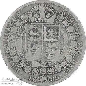 سکه 1/2 کرون 1889 ویکتوریا - VF25 - انگلستان