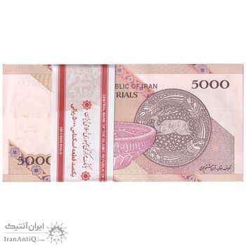 بسته اسکناس 5000 ریال امام (حسینی - بهمنی) کاسه بشقاب - UNC - جمهوری اسلامی